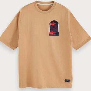 Scotch & Soda Couture Tan Abstract Art Graphic Tee Size M